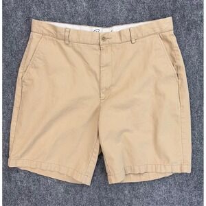Round Tree & Yorke Casuals Shorts Men 38 Khaki Tan Relaxed Fit Flat Front Cotton